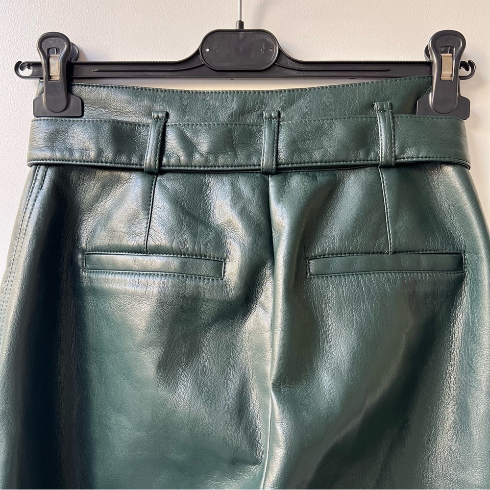 Aritzia Babaton Belted Tie-front Vegan Leather Pants - Dark Green - Size 0 - Picture 6 of 11